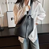 LEFTSIDE Retro Small Solid Color Leather Shoulder Bags For Women 2023 Designer Korean Fashion Female Handbags Underarm Bag 1