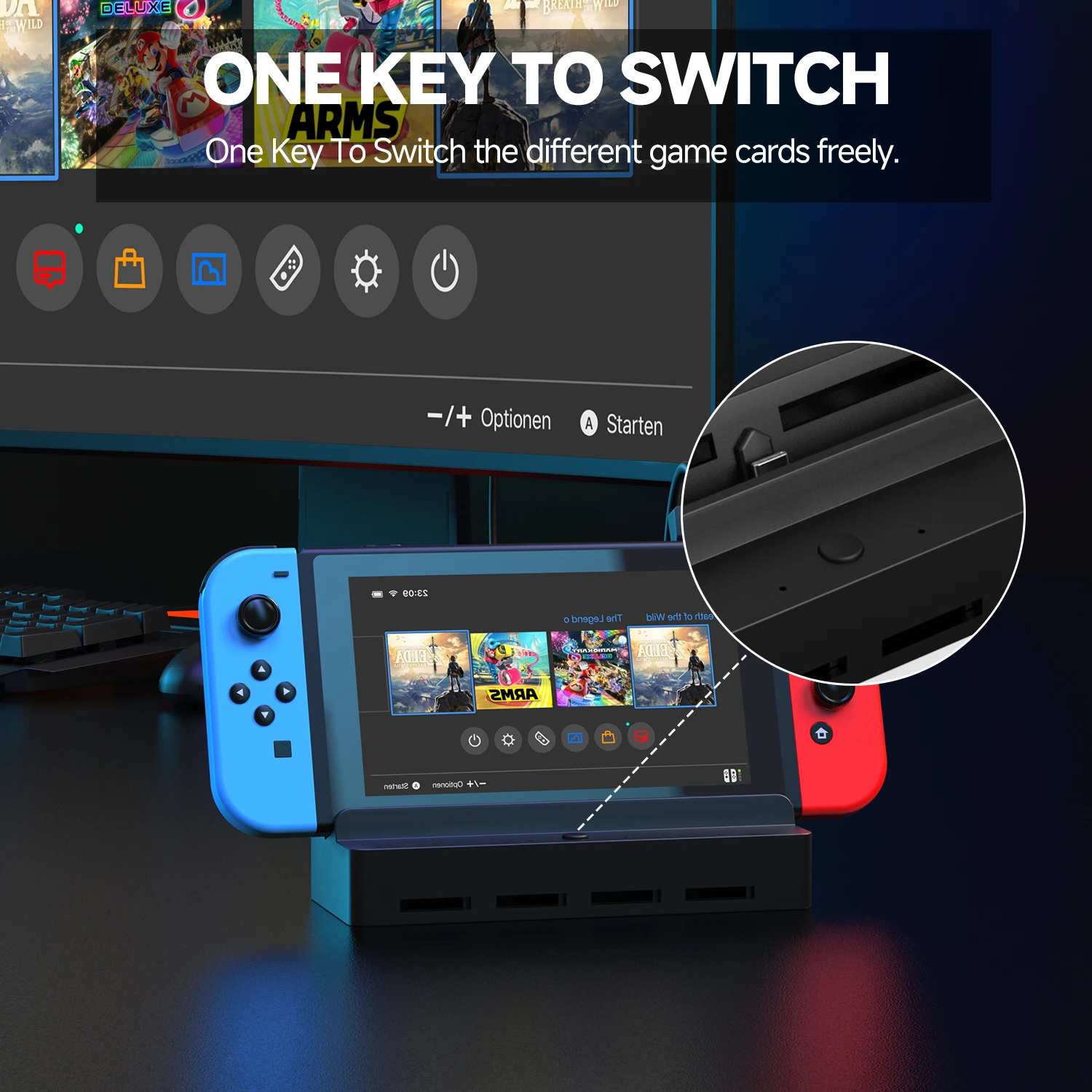 Switch tv Docking Station em Base Adaptadora de Comutação 4k Hdmi Suporte de Carregamento tipo c Oled Portátil Slot para Jogos 100w - Imagem 5