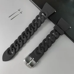 Premium Adjustable Silicone Watch Strap - Universal Fit for 20mm (Black)