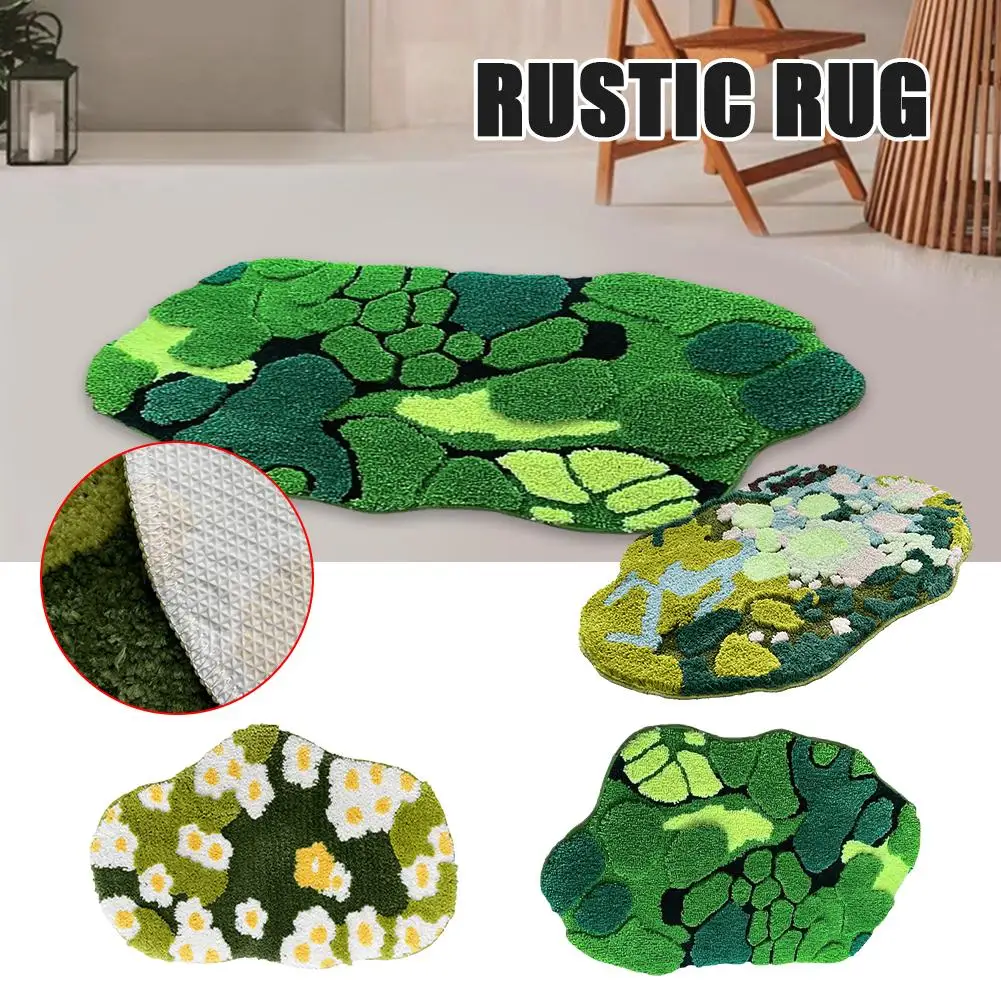 

Floor Mat Flocking Bathroom Absorbent Foot Mat Home Mat Small Style Bedroom Carpet Stain-resistant Carpet Pastoral Flower P3S0