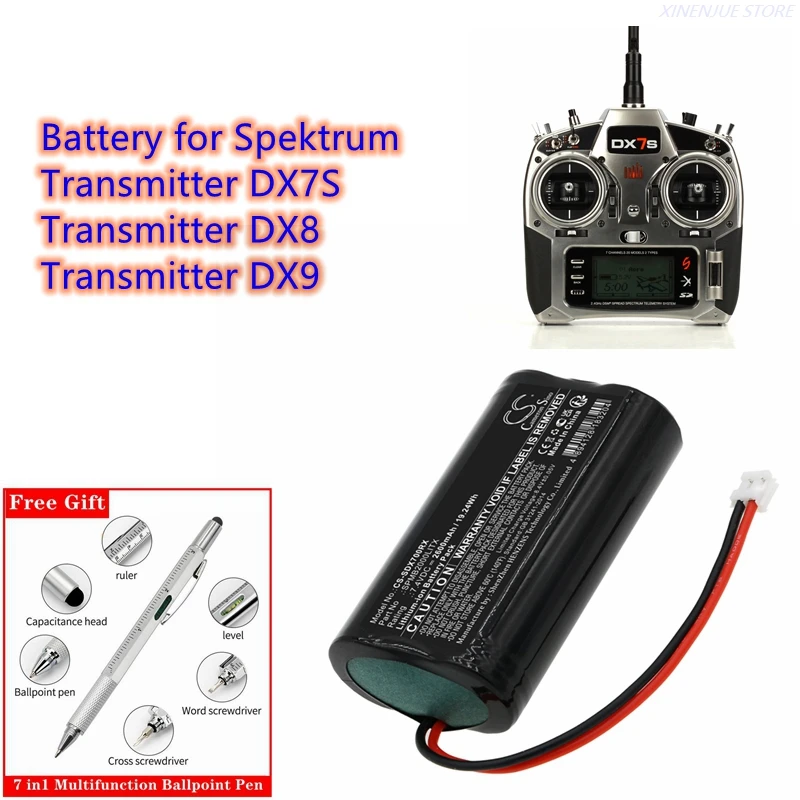 Vhbw Batterie 2600mAh 7.4V Li-ion – Compatible Spektrum DX7S, DX8, DX9 – Rechange Longue Durée