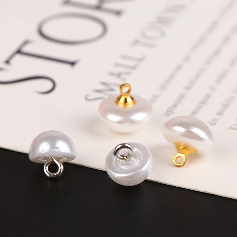 10개 10mm/12mm 버섯 모양 플라스틱 셔츠 반원 진주 단추 의류 장 미니 바느질 DIY용 샹크 단추