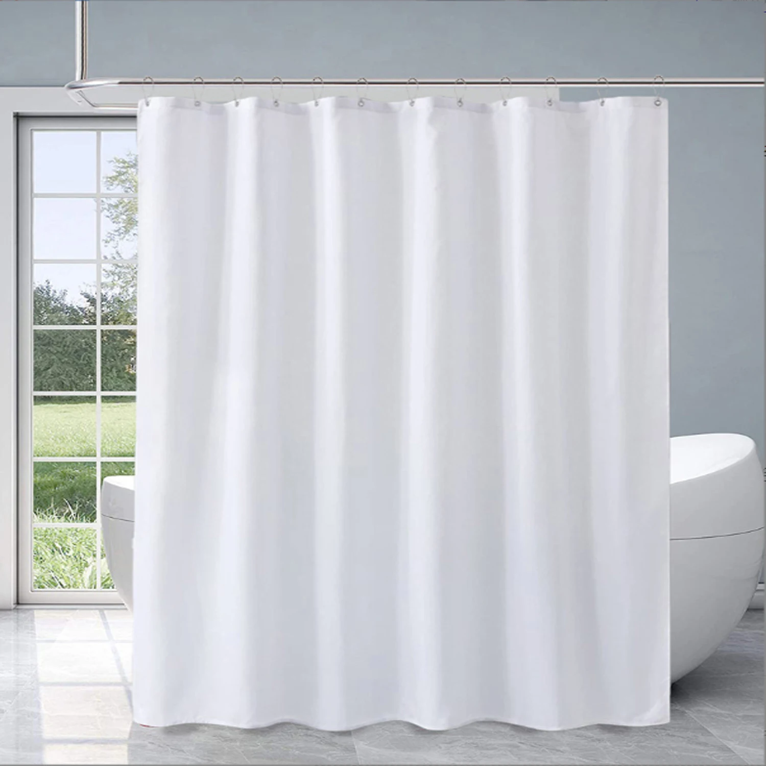 Hotel-Bathroom-Fabric-White-Heavy-duty-Waterproof-Shower-Curtain-72-W ...