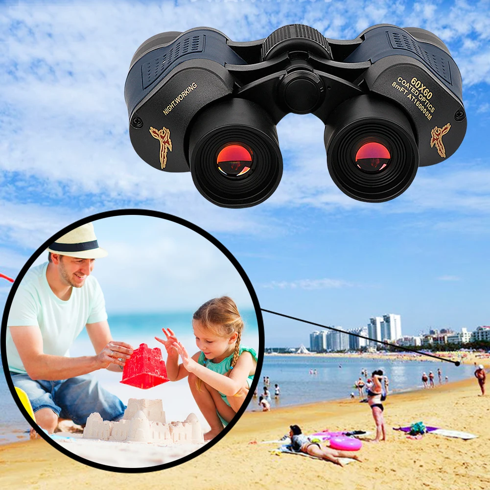 60x60 Portable Binoculars Long Range Telescope HD High Power Telescope for Bird Watching Travel Hunting Football Games