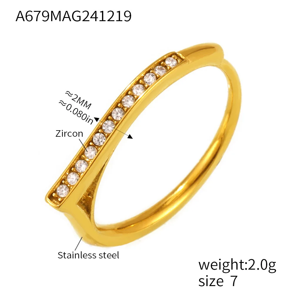 Luxuriöser Bunter Zirkon Feinring Damen Edelstahl Vergoldeter Schlichter Paar-Verlobungsring Ästhetischer Schmuck Geschenk – Detail 5