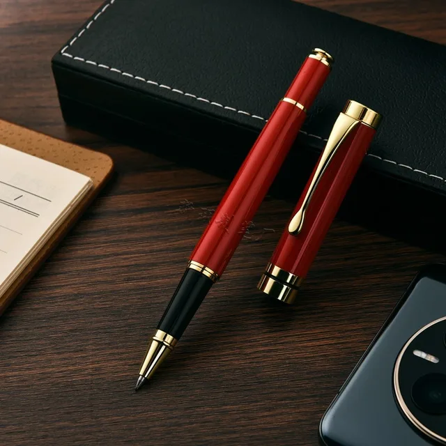 Penna a sfera in metallo direzionale Strumento di scrittura premium Set regalo aziendale Ricarica di inchiostro liscio Materiale scolastico per ufficio di lusso Cancelleria 3