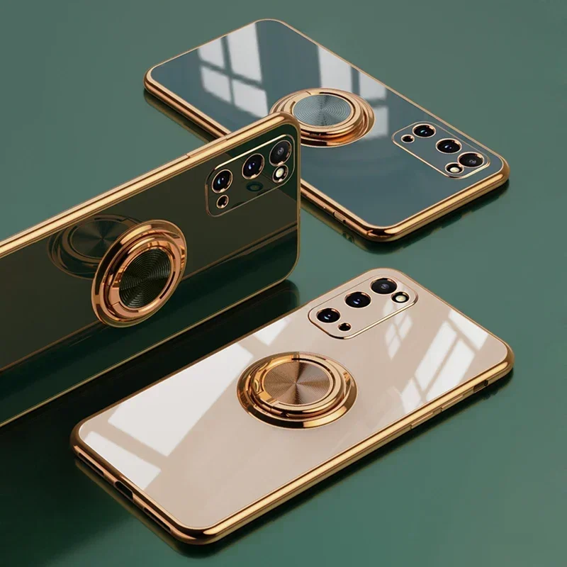 Luxury Plating Silicone Case with Ring Holder - Premium Protection and Style