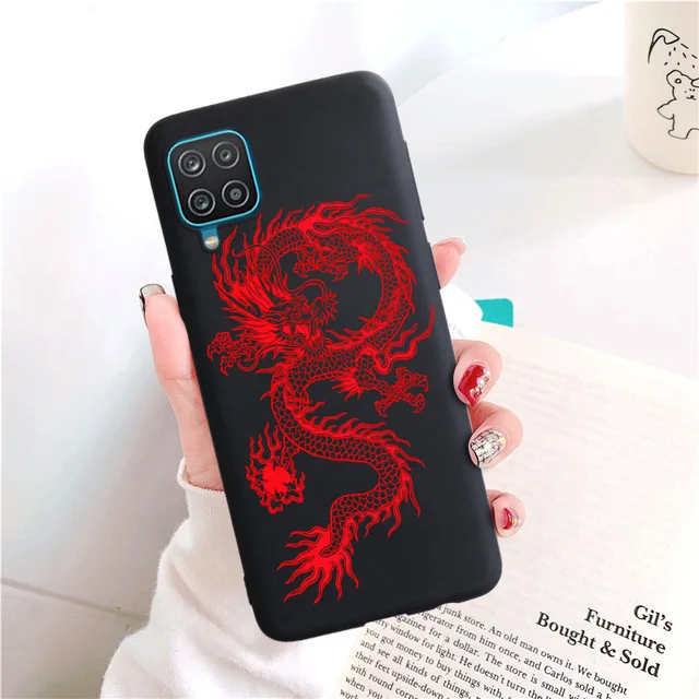 Candy Matte Soft TPU Case For Samsung Galaxy A12 Shockproof Silicone Back Cover For SamsungA12 A 12 SM-A125F Cases Red Cat Funda 001O246