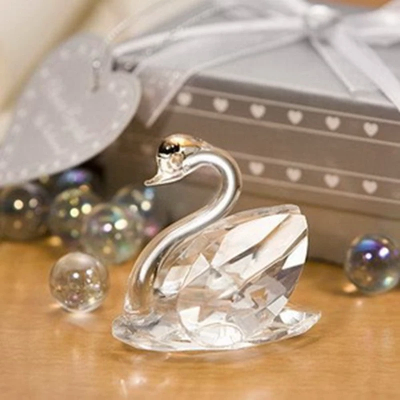 

(10pcs/Lot)FREE SHIPPING+Colorful Crystal Swan Ornaments in Gift Box Wedding Favors Baby Birthday Party Giveaway Gift For Guest