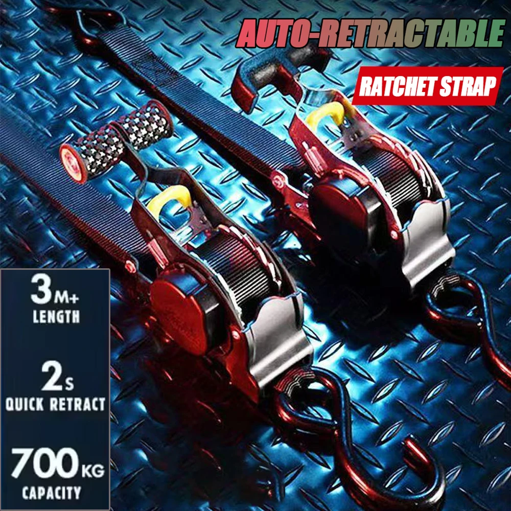 Auto Straps For Cargo Tape Retractable Belts For Load Luggage Strap Ratchet Tensioner Belt Motorcycles Ratchet Strap Car