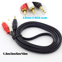 Premium Audio Cable - Extra Long Length, 3.5mm Male Jack to Dual RCA Connectors for TVs, Speakers, and More