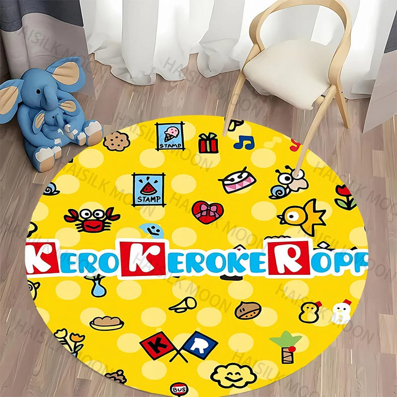Alfombra redonda Sanrio Keroppi, alfombra para niños, alfombra redonda, alfombra para dormitorio, sala de estar, silla, alfombra antideslizante