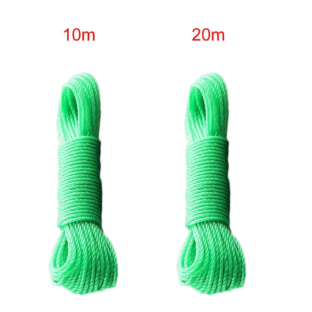 1~10PCS 10m/20m Clotheslines Long Colored Nylon Rope Climbing Traction Tying Shade Net Rope Clothesline Garden Supplies