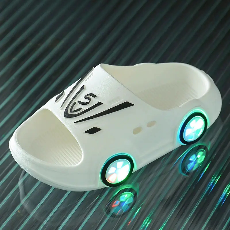 

children glowing LED slippers car cartoon non-slip soft-soled summer shoes for boys casual cute sandals interior home kids shoes