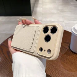 Elegant PU Leather Phone Case Wallet with Card Holder and Lens Protection - iPhone 15 Plus (1)