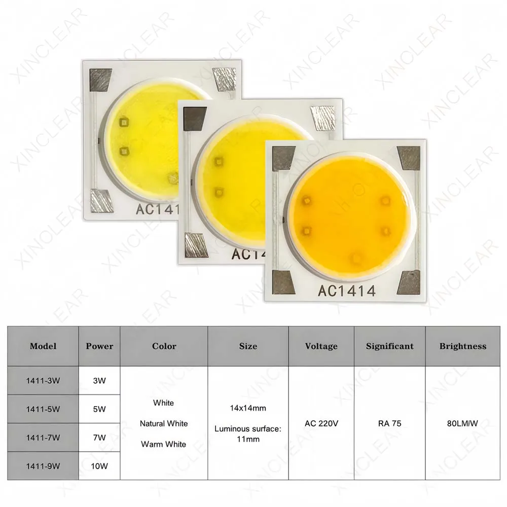 10개 AC 220V 드라이버 불필요 LED 칩 따뜻한 자연광 3000K 4000K 6000K 3W 5W 7W 9W 1311 COB 칩 DIY LED 전구 트랙 라이트