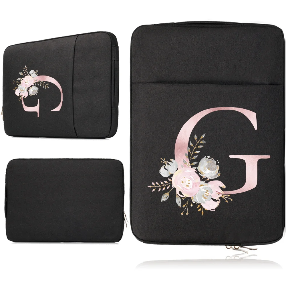saco de manga portátil para polegada rosa flor impressão maleta capa protetora bolsa para macbook ar pro xiaomi huawei