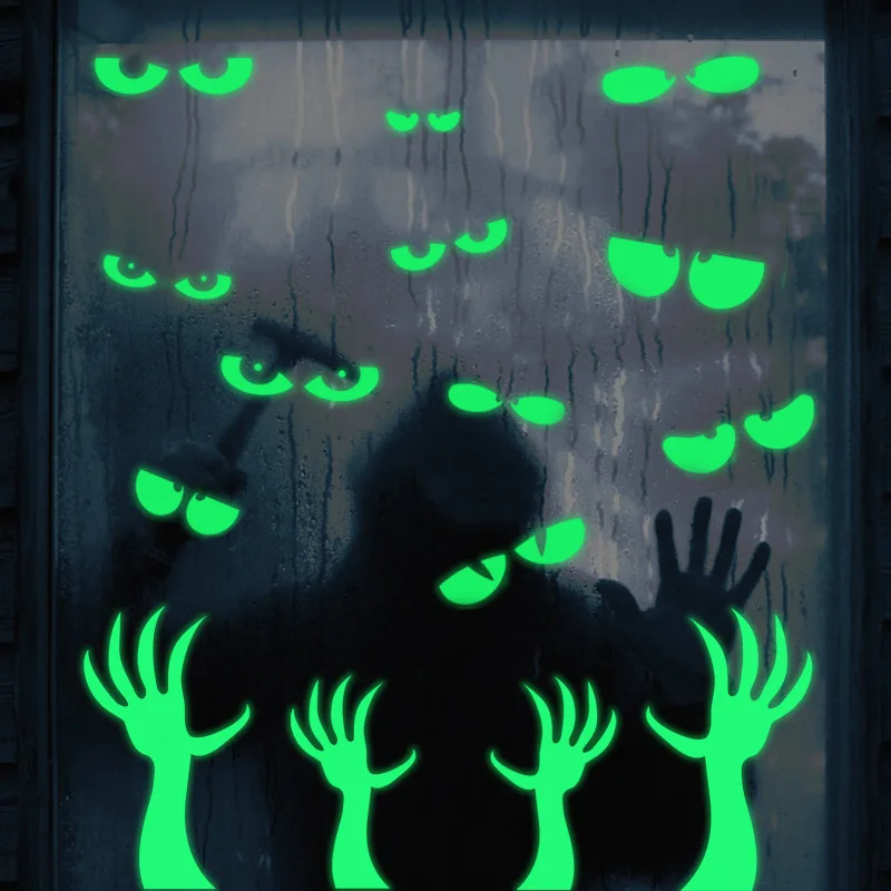 

Halloween Luminous Wall Sticker Self-Adhesive Eye Wall Stickers Glow In The Dark Ghost Hand Window Stickers Halloween Decoration