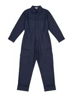 Gymdolphin Women's Navy Blue Coveralls Lapel Collar Long Sleeves Zippered Loose Jumpsuit 2025 Autumn Casual Streetwear Outfits