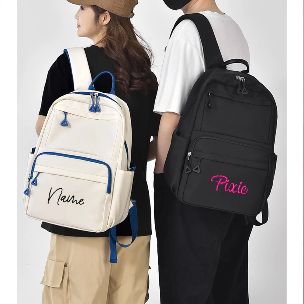 

Personalized New Travel Bag Student Large Capacity Embroidery Custom Name Junior High School Student Leisure Backpack Gift Bag