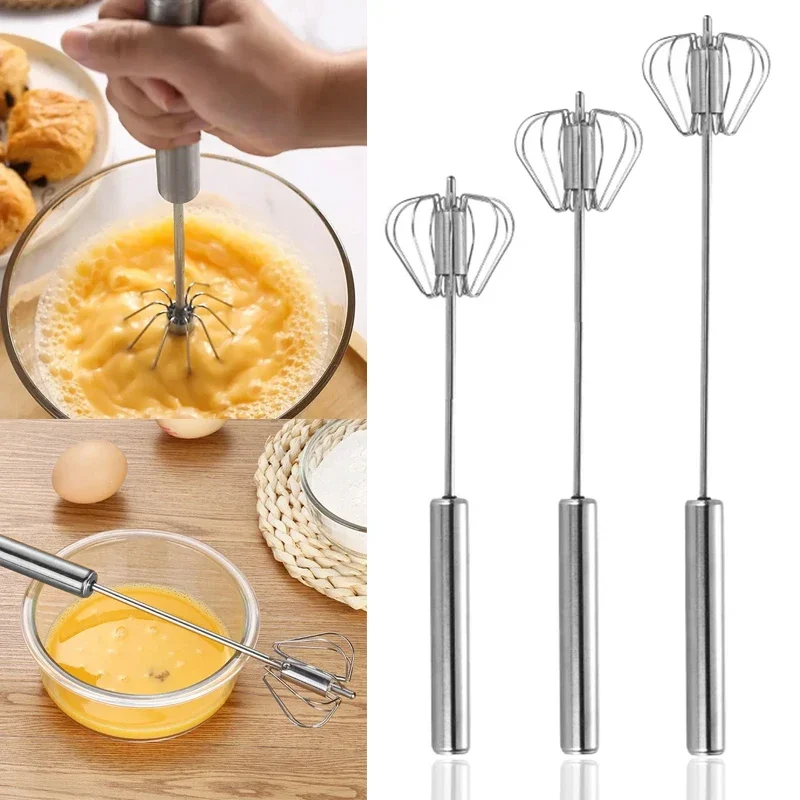 Stainless Egg Beater Semi-automatic Rotating Egg Tools Manual Stiring Cream Whisk Hand-held Mixer Kitchen Baking Tools egg beater