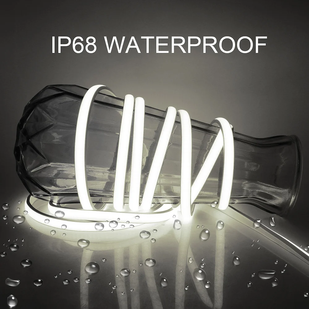 IP68 방수 COB LED 스트립 조명, 조광기 스위치 전원 키트, 유연한 램프, 5m, 10m, 20m, 50m, 100m, 220V, 3000K, 4000K, 6000K, 288LED, 0.5m