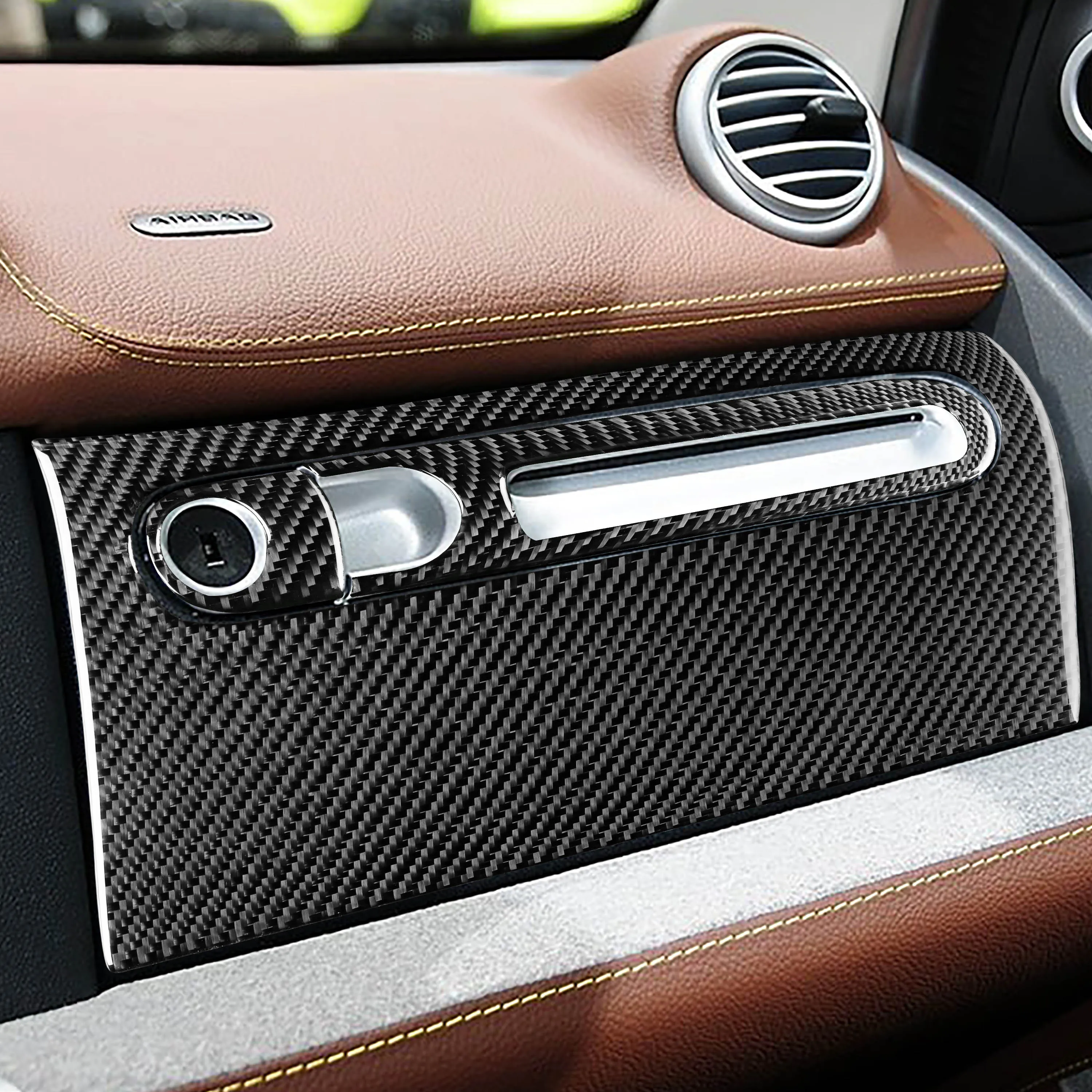 For Mercedes Benz Smart 451 Fortwo 2011-2015 Car Accessories Carbon Fiber  Interiors Passenger Glove Box Handle Trim Sticker - AliExpress