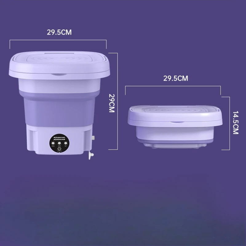 Portable Foldable Mini Washing Machine for Underwear Socks and Baby Clothes with Blue Light Sterilization 8L Large Capacity 6