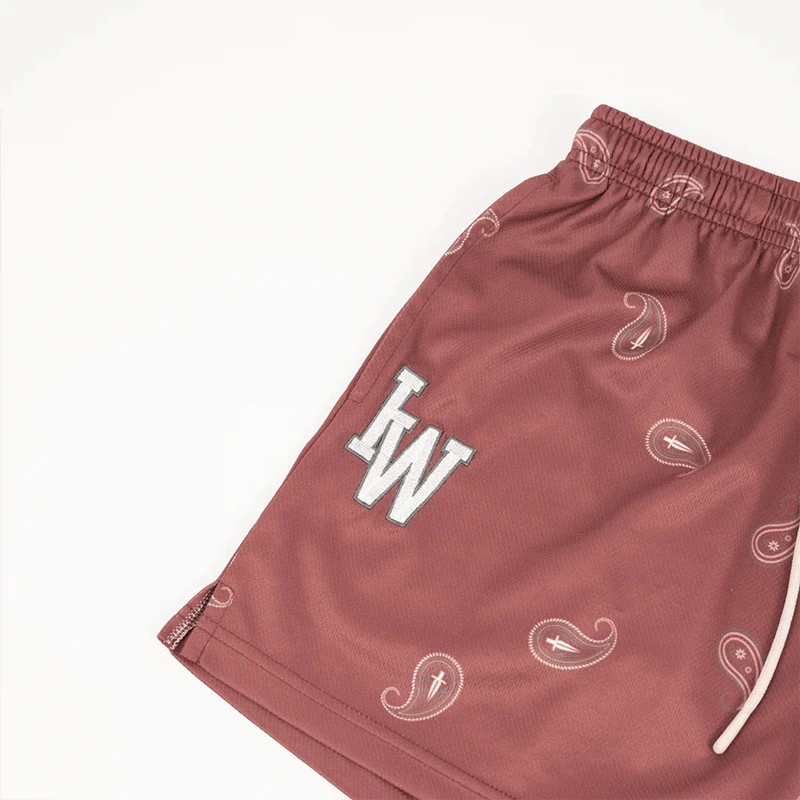 Street clothing, summer fashion men's shorts, IW letter printed casual pants, mesh quick drying stretch sports pants