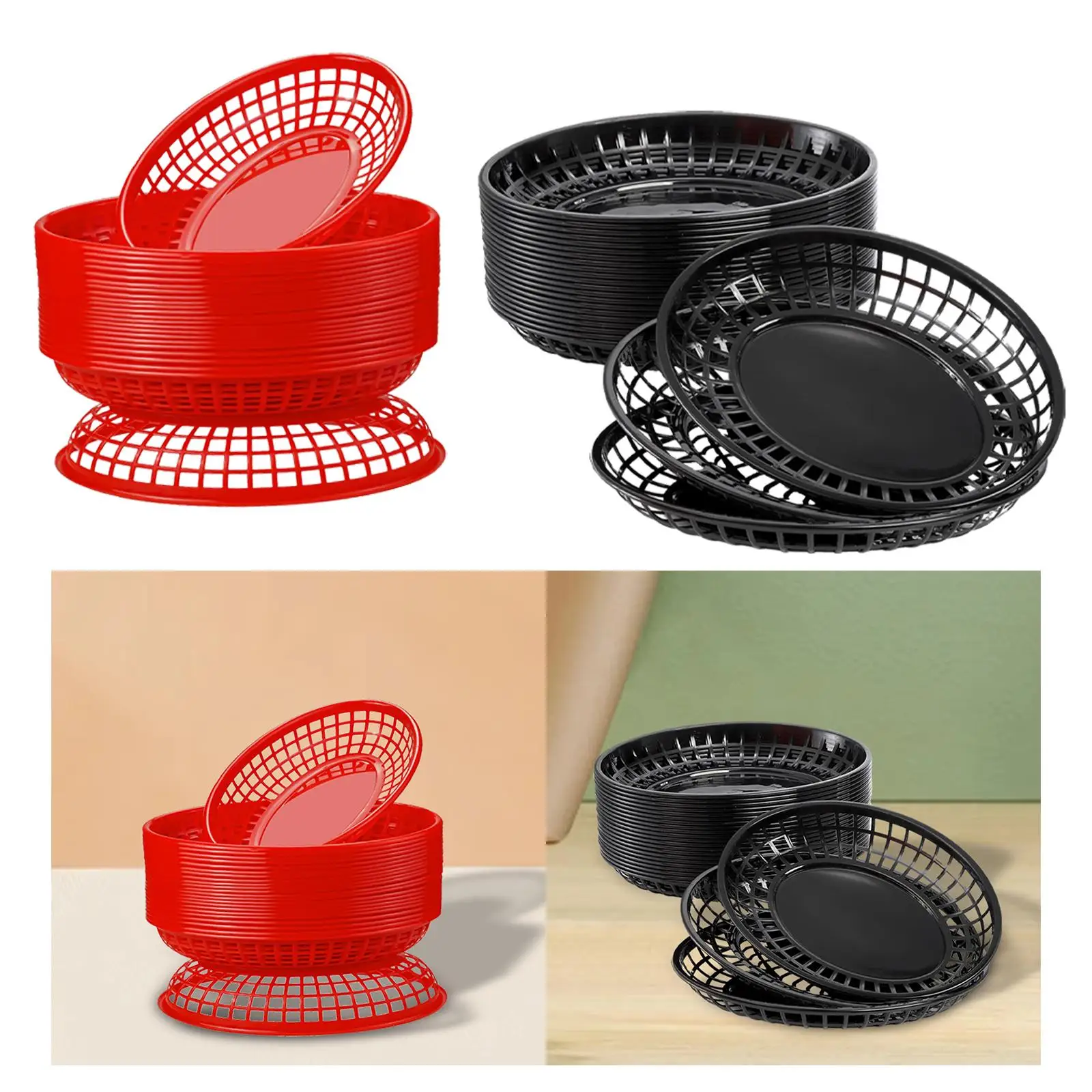 Oval Fast Food Baskets Classic Bread Fry Baskets Serving Tray 24Pcs For Office Home Fries Small Tools Crafts western style cutlery set,picnic cutlery set,picnic tableware,camping cutlery set