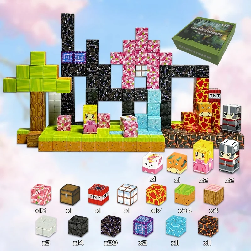 Magnetic Building Blocks Magnetic Assembly Toy Building Blocks Magnet Toy Mine World DIY Game Scene Assembled Magnetic Block Building Blocks Children Bricks Model Gift