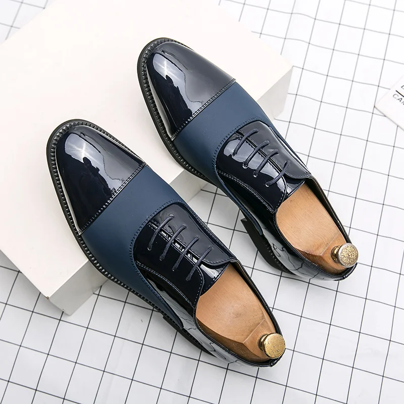 

Классические модные синие мужские классические туфли, мужские деловые повседневные туфли больших размеров 48, мужские кожаные туфли, мужские туфли