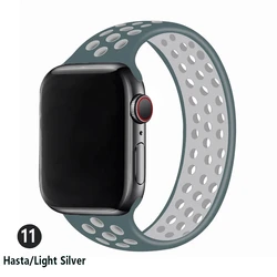 Elastic Silicone Solo Loop Bracelet - S (Leaf green silver)