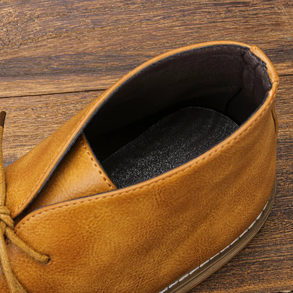 Men's Classical Retro Leather Chukka / Turf Boots Men Fashion Ankle Boot Mens Lace-up Short Desert Boots High-Top Shoes