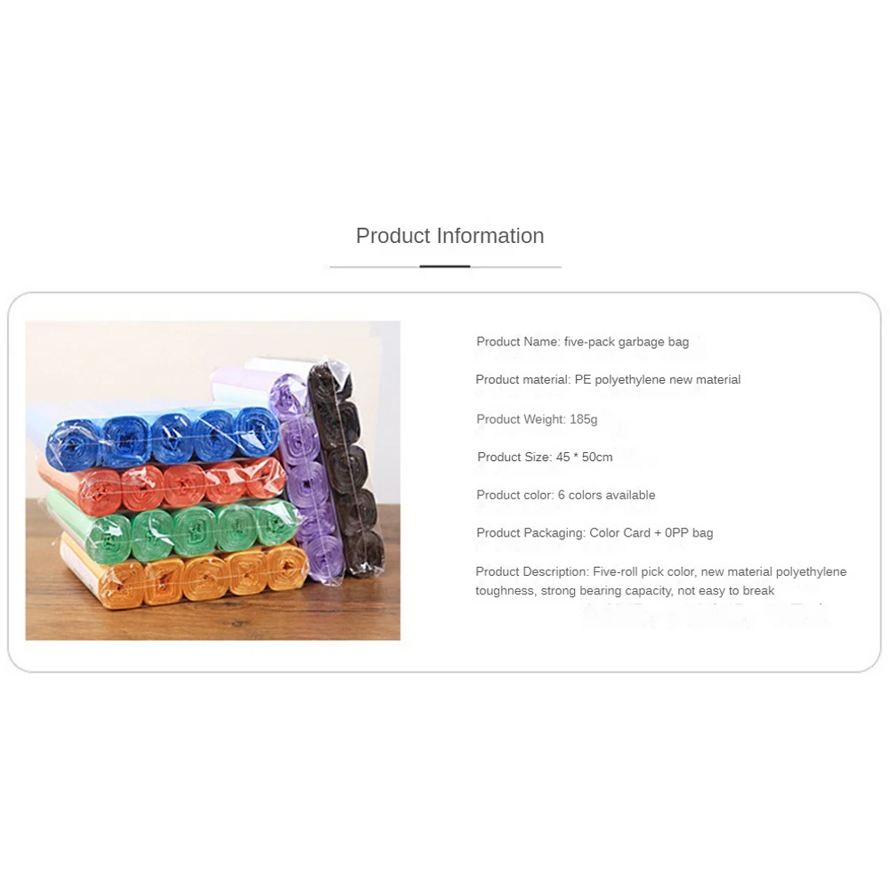 Disposable trash bags garbage bags 5 Rolls 1 Pack 100Pcs