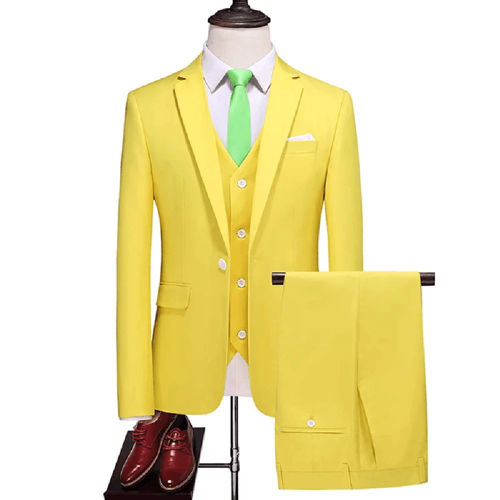 New Men Suits Sky Blue Notch Lapel One Button Linen Blazer Fashion and Elegant Suits for Men Business Wedding Slim 3 Piece