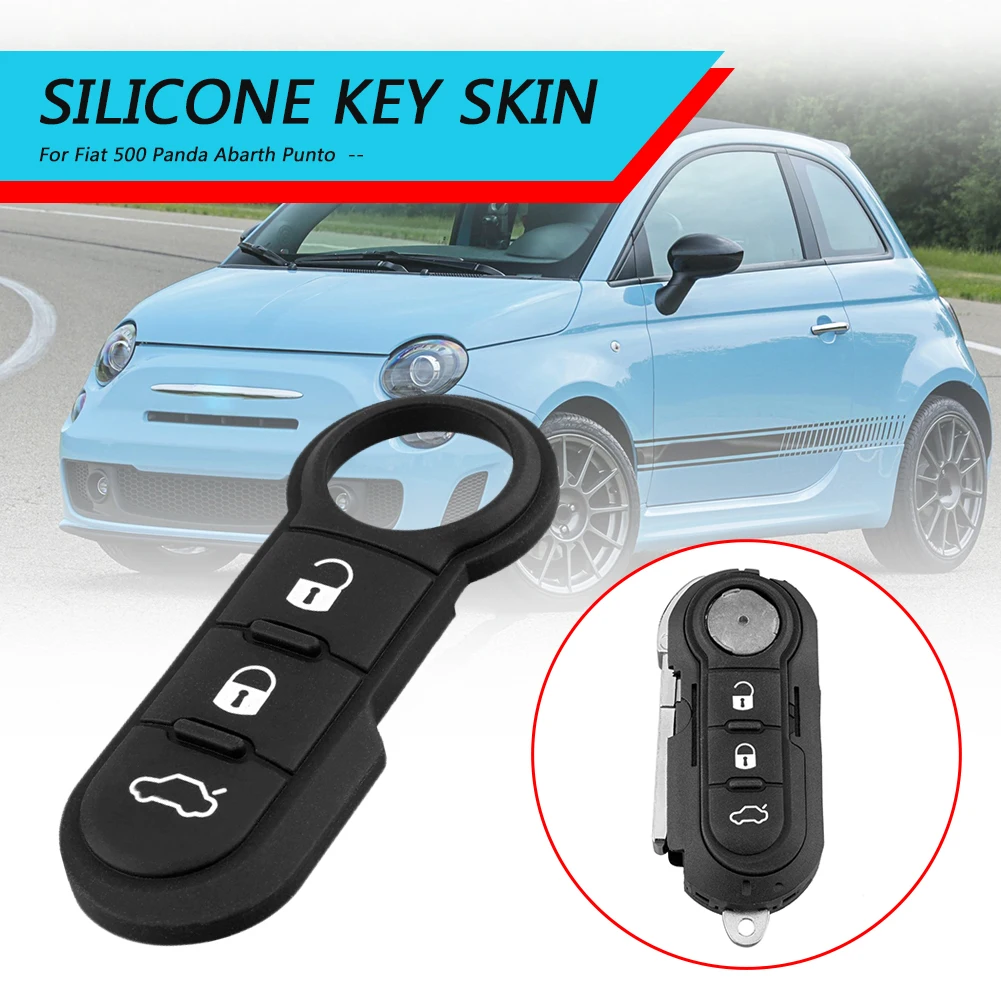 Otai Cover Chiave Auto In Silicone Morbidissimo – Compatibile Fiat 500, Panda, Ducato, 500L, Punto – 3 Pulsanti, Colore Blu Linea - 5