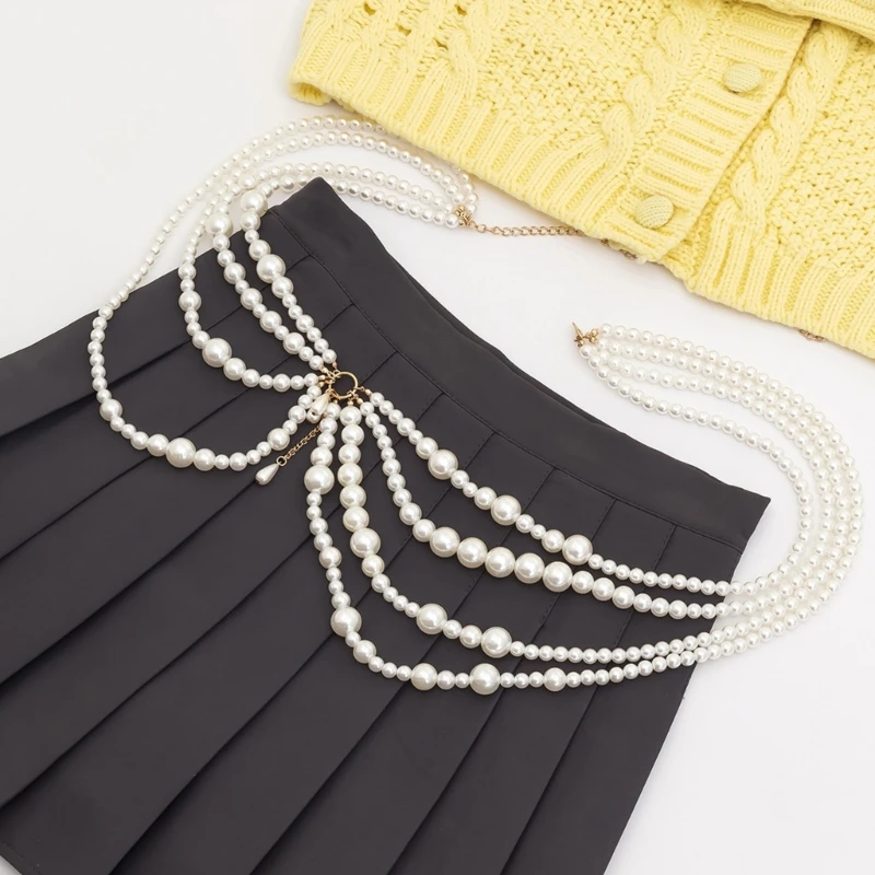 Pearls Body Jewelry Chest Chain Pearl Bra Chain Pearls Body Chain Bra And Bottom