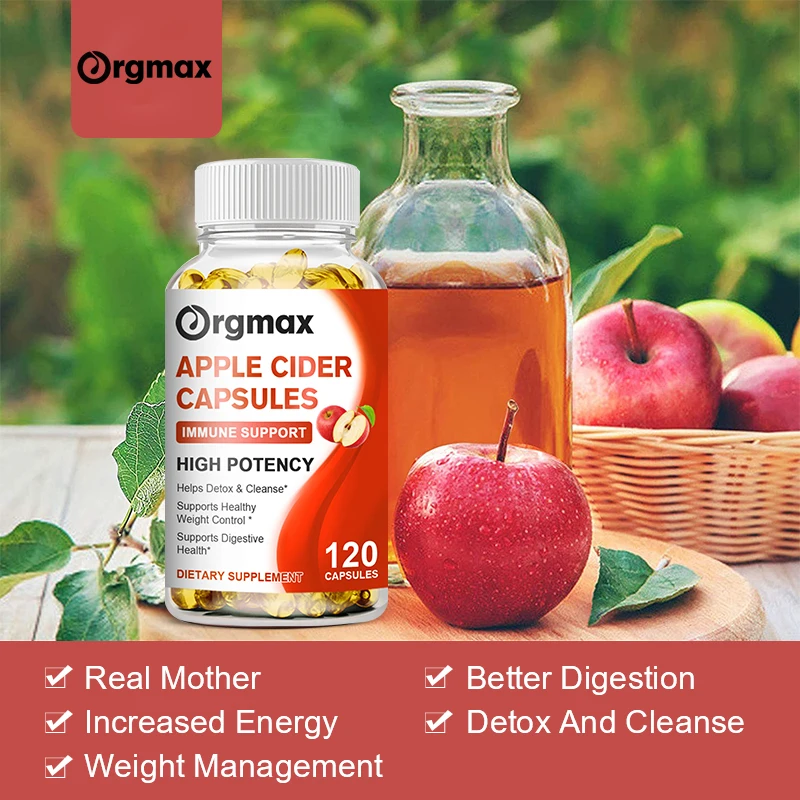 

Natural Organic Apple Cider Vinegar Capsules for Healthy Gut Digestion Appetite & Weight Management Non-GMO Gluten Free