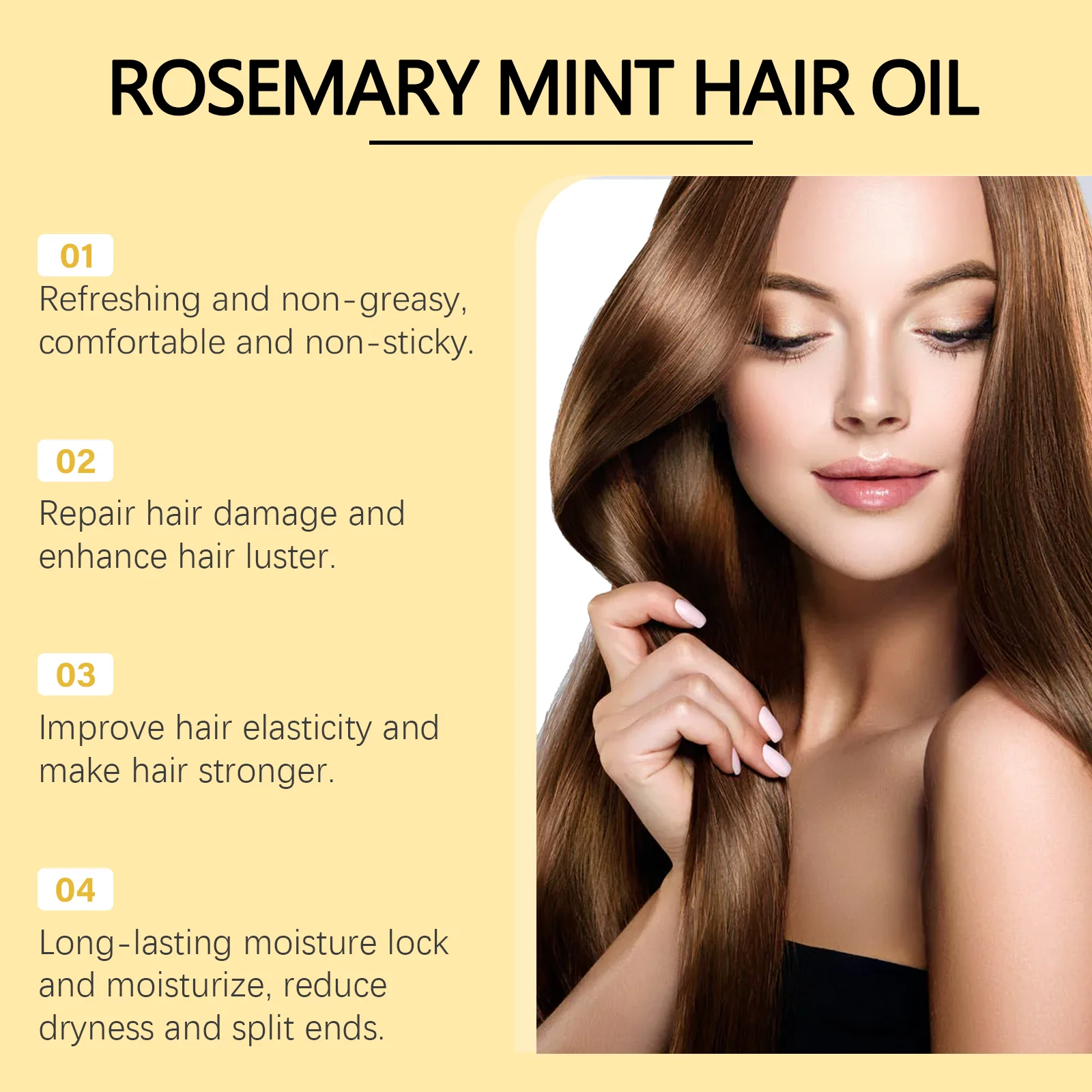 Rosemary Mint Hair Oil - Nourishing Treatment For Dry Frizzy Hair, Helps Improve Shine & Softness, Lightweight Formula