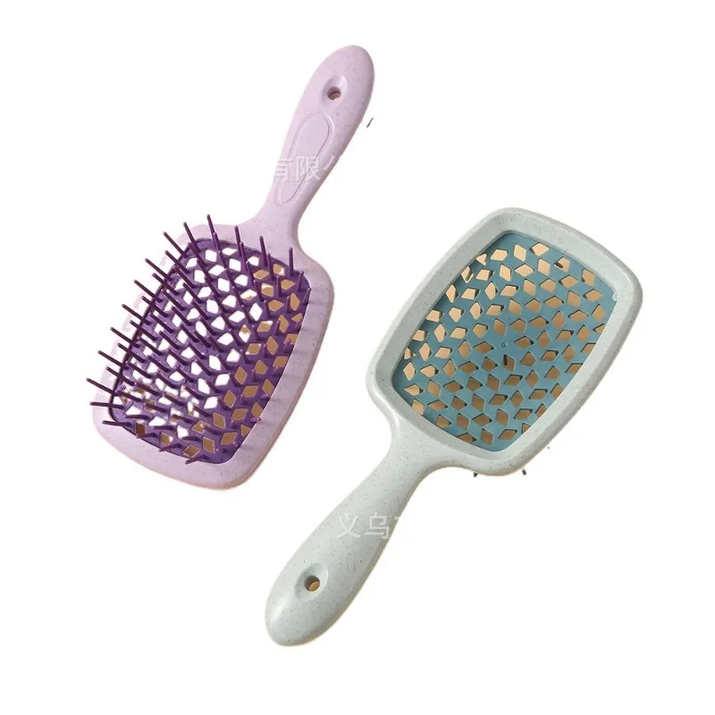Waterdrop-shaped Wheat Straw Vent Hairbrush-Eco-friendly Detangling Grid Design for Curly/Thick Hair,Europe/US Market Hot Seller