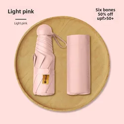 Compact Folding Umbrella with Advanced Sunshade and UV Protection - Iron (Light pink)