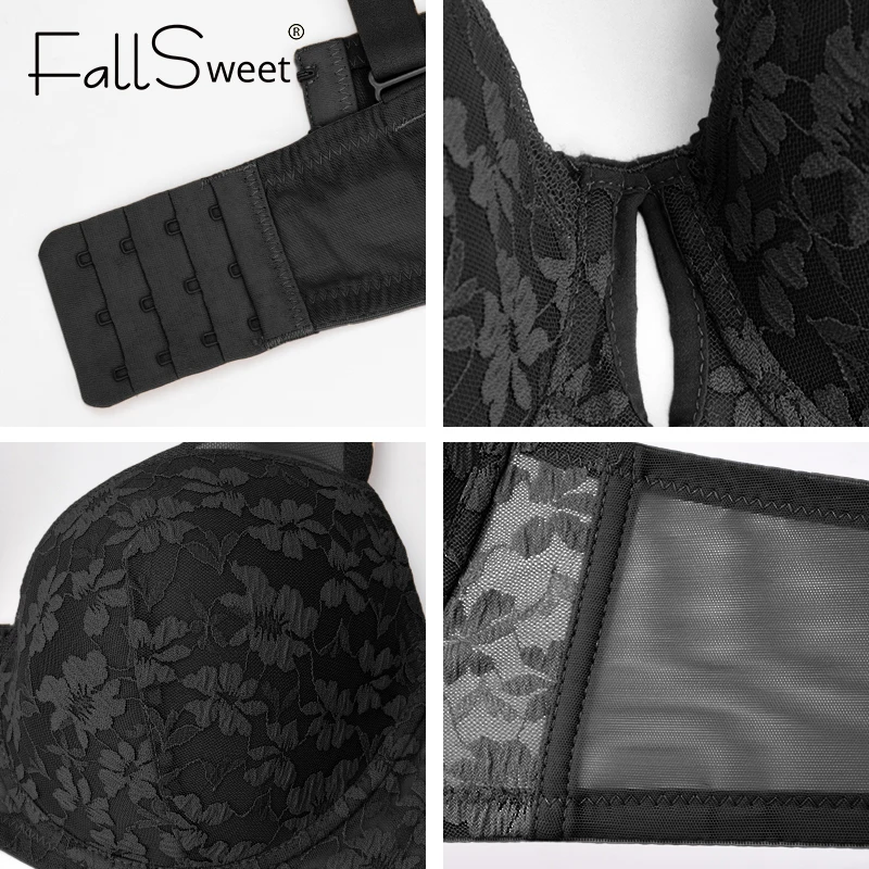 FallSweet Plus Size Bra for Women Push Up Underwire Bras Sexy Hollow Out Lingerie Thin Cup Brassiere Femme 34 to 44DD Cup 4