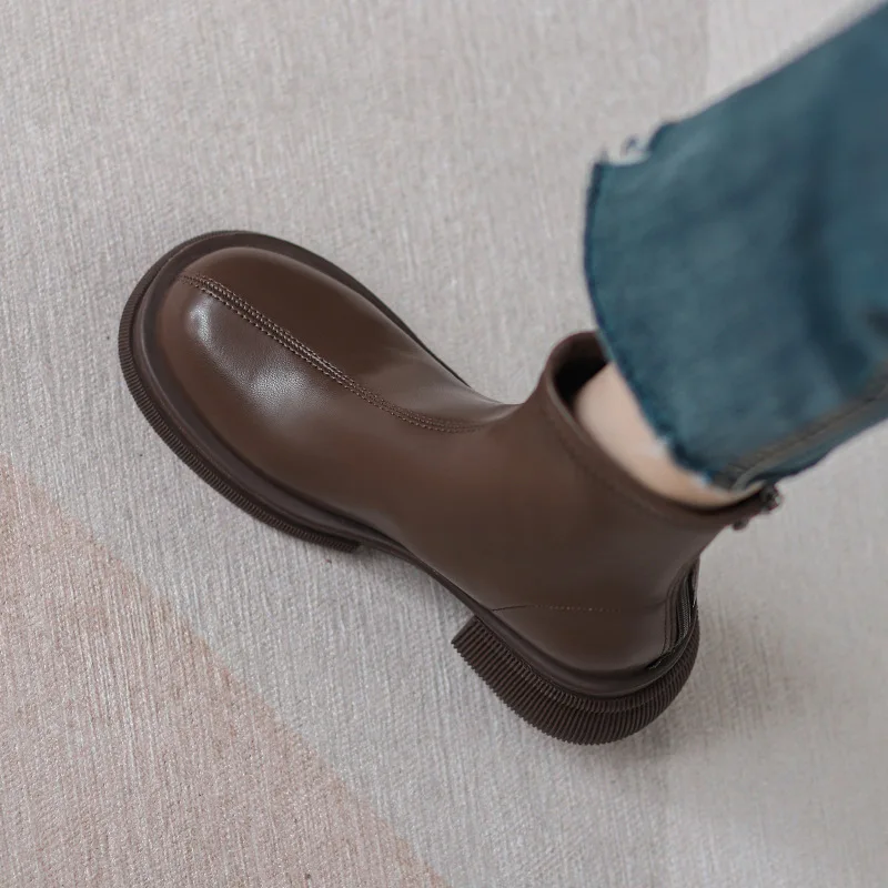 Women's Luxury Boots New Fashion Genuine Leather Short Boots Female Comfortable Women Shoes Elegant Ladies Shoes High Quality