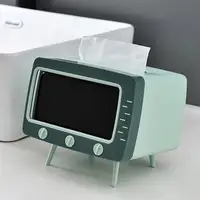 New TV Tissue Box Organizer With Mobile Phone Holder Desktop Paper Holder Dispenser Creative Tissue Canister Storage Napkin Case 2