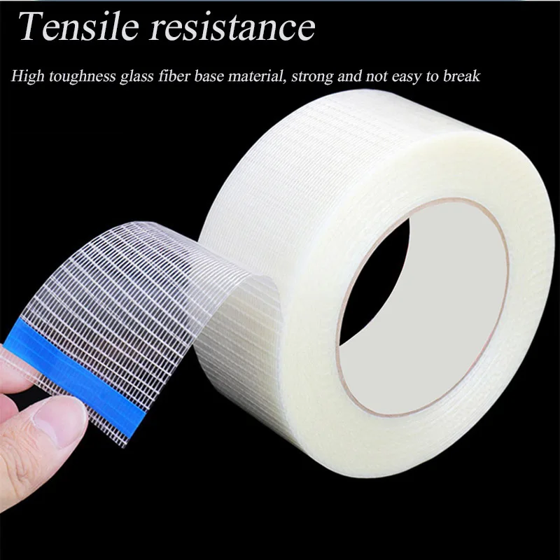 

50M Mesh High Viscosity Transparent Double-sided Mesh Tape Glass Heavy Cargo Binding Packaging Strong Mesh Fiber Tape