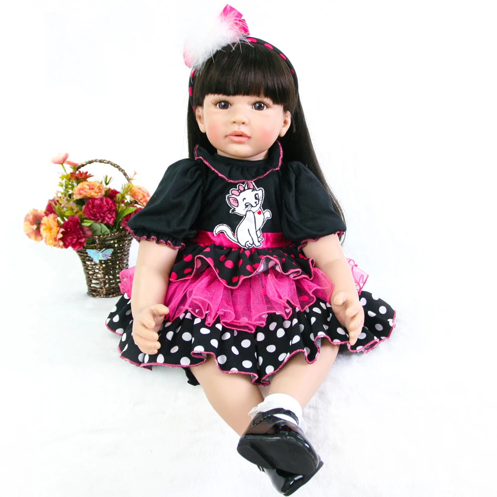 Super Doll With Long Hair 24 Inch Reborn Toddler Dolls 60 cm Cloth Body Realistic Princess Girl Baby Doll Birthday Xmas Gifts