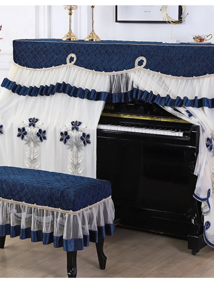 *Simple and fashionable thickened piano cover, lace piano full cover, fabric medium open dust cover