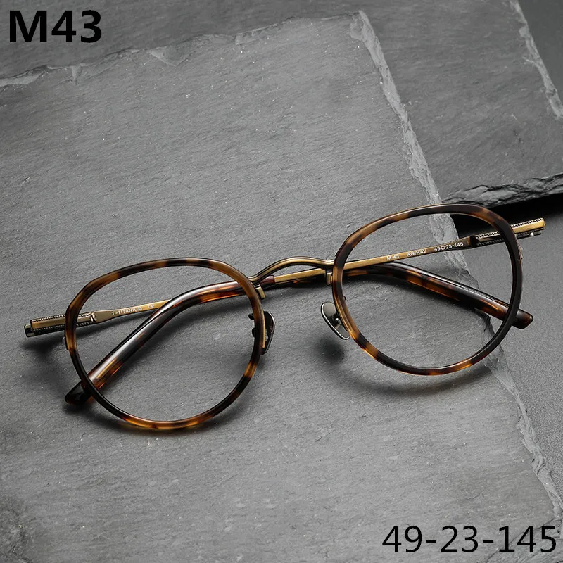 

Japanese Handmade Pure Titanium Acetate Glasses Frame Men Vintage Round Ultralight Myopia Eyeglasses Women Prescription Eyewear