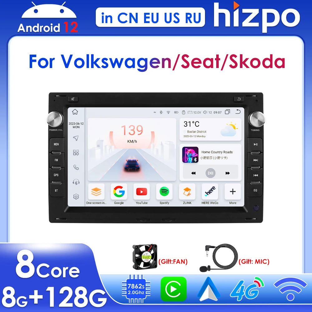 Hizpo 7 "Android Wireless Carplay Autoradio Per Volkswagen Vw Passat B6 B7 Cc Tiguan Touran Golf Polo Multimedia Gps Navi Stereo